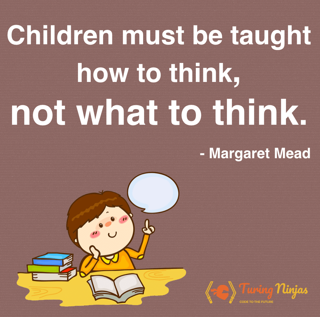 A child reading and thinking and a quote by Margaret Mead.